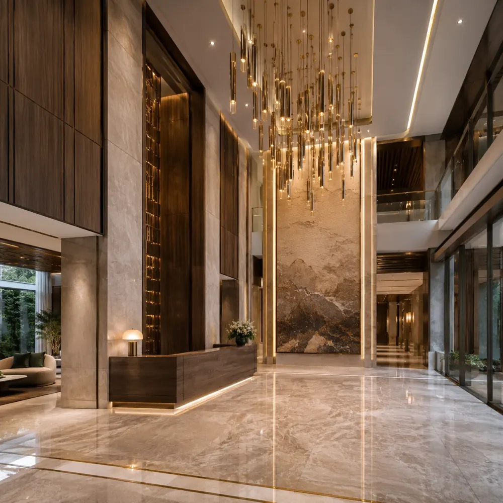 The double-height entrance lobby at CKPC Heart of Harmony