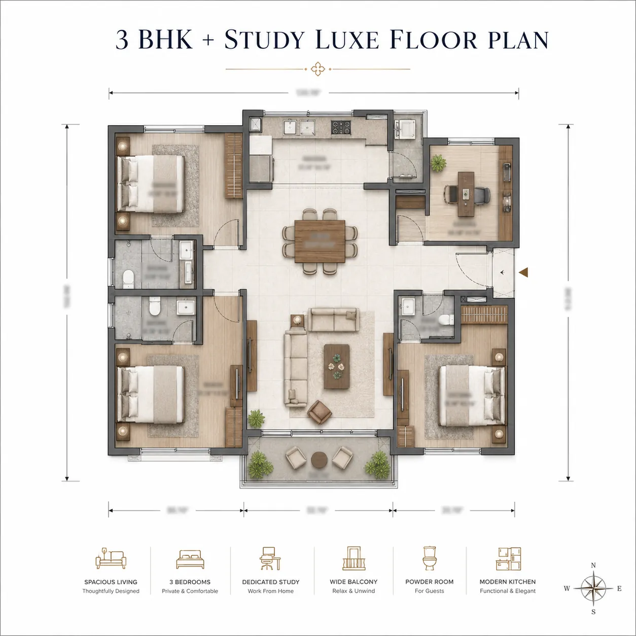 3.5 BHK Luxe floor plan at CKPC Heart of Harmony