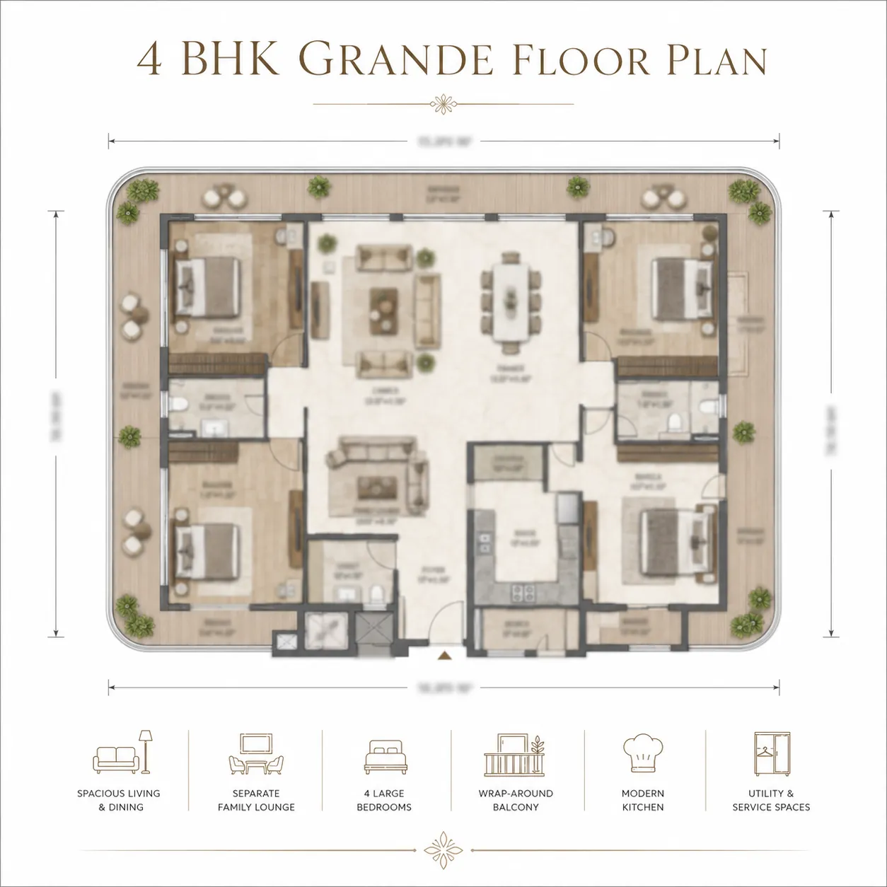 4 BHK Grande floor plan at CKPC Heart of Harmony